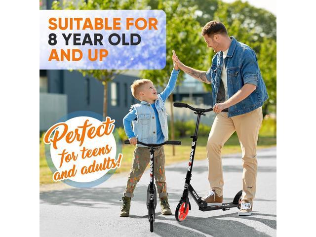 Hurtle Lightweight and Foldable Kick Scooter - Adjustable Alloy Deck with High Impact Wheels for Teens and Adults (Black) - HURTSBLK