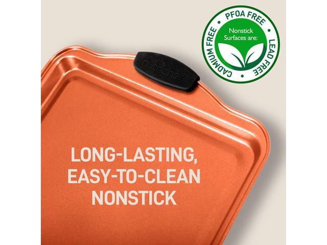 NutriChef 3-Piece Carbon Steel Bakeware Set - Nonstick Cookie Sheets with Black Silicone Handles, Professional Grade - NCSBS3S45