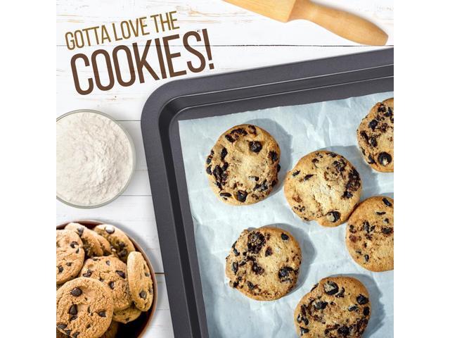 NutriChef 3-Piece Nonstick Cookie Sheet Baking Pan - Professional Quality Kitchen Cooking Non-Stick Bake Trays with Black Coating - NCZK3B