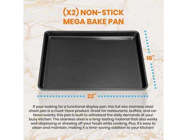 NutriChef 2-Piece Mega Bake Pan Set - Non-Stick Carbon Steel, Dishwasher Safe, Professional Grade - NCLGBP16