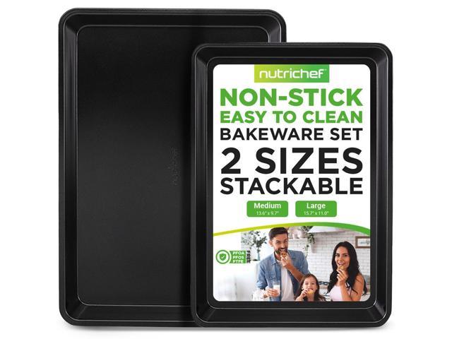 Photos - Bakeware NutriChef 2-Piece Nonstick Cookie Sheet Baking Pan Set - Professional Quality Kitchen Cooking Non-Stick Bake Trays with Blac