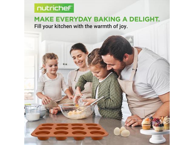 NutriChef 12-Cup Nonstick Muffin Pan - Professional Heavy Gauge Carbon Steel Bakeware, Dishwasher Safe - BKNCBSCC54MUFP
