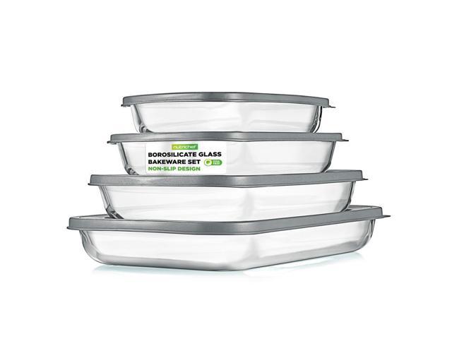 Photos - Bakeware NutriChef 4-Piece Rectangular Glass  Set - High Borosilicate Glass Baking Dish with BPA-Free Lids, Heat-Resistant, D