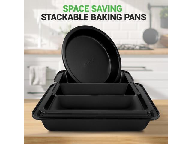 NutriChef 10-Piece Nonstick Carbon Steel Bakeware Set - Deluxe Kitchen Oven Baking Pans with Gray Coating, Dishwasher Safe - NCBS10S