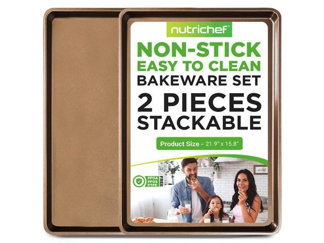 Photos - Bakeware NutriChef 2-Piece Mega Bake Pan Set - Non-Stick Coated Carbon Steel, Dishwasher Safe, Professional Grade - NCLGBP28 NCLGBP28