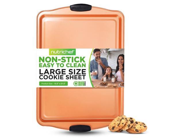 NutriChef Large Cookie Sheet Copper Nonstick Coating, Commercial-Grade Carbon Steel - BKNC5PCSLARGCS