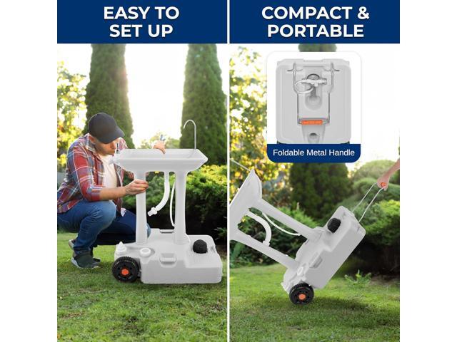 SereneLife Portable Handwash Sink - Mobile Foot-Pump Water Faucet Washing Station, 7+ Gal. Capacity, Includes Soap Dispenser & Drain Hose