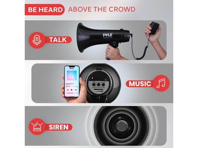 Pyle 40W Megaphone with Aux/MP3 Input Talk, Siren & Music Modes, Handheld Microphone - PMP43IN
