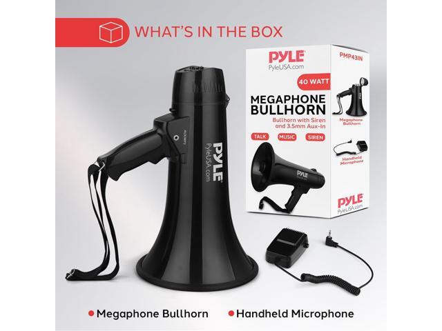 Pyle 40W Megaphone with Aux/MP3 Input Talk, Siren & Music Modes, Handheld Microphone - PMP43IN
