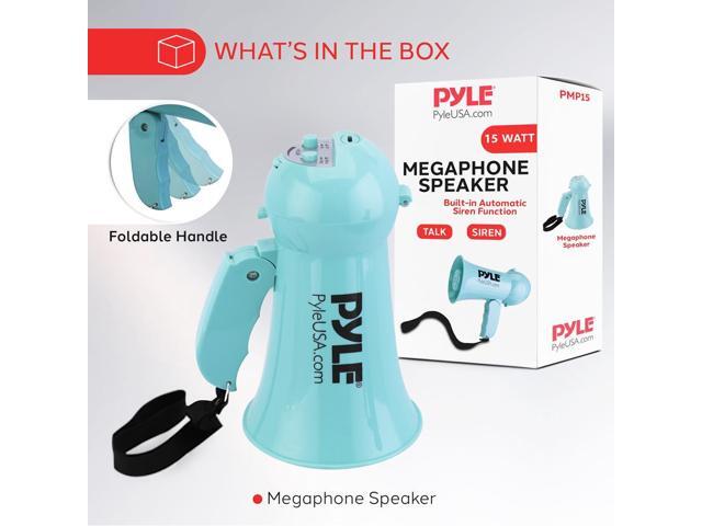 Pyle 15W Portable Megaphone with Built-in Microphone Lightweight, Talk & Siren Modes - PMP15