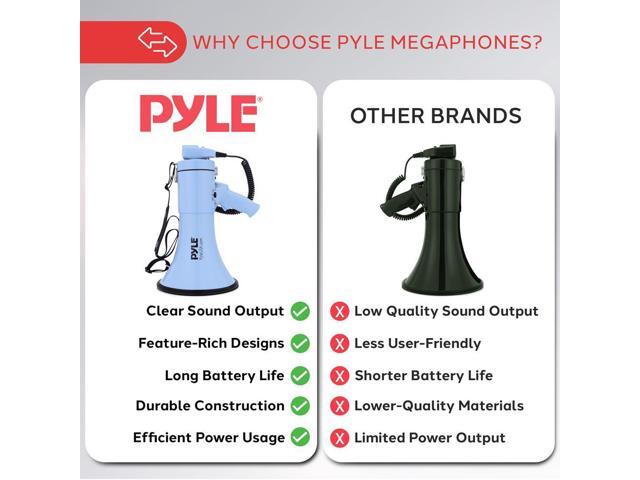 Pyle PMPRA514BL Portable Speaker Bullhorn Megaphone with Siren, 50-Watt, Aux Input, Blue