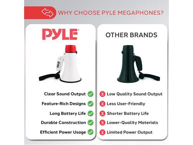 Pyle PMPRA213WHI Portable Speaker Bullhorn Megaphone with Siren, 20-Watt, Aux Input, White