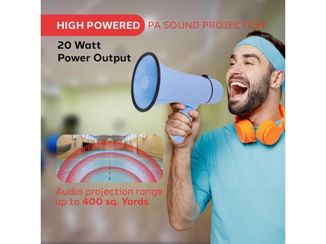 Pyle PMPRA213BL Portable Speaker Bullhorn Megaphone with Siren, 20-Watt, Aux Input, Blue