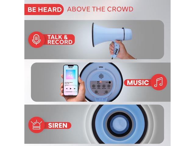 Pyle PMPRA213BL Portable Speaker Bullhorn Megaphone with Siren, 20-Watt, Aux Input, Blue