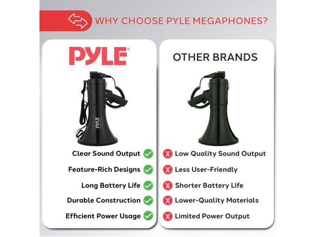 Pyle PMPRA514BK Portable Speaker Bullhorn Megaphone with Siren, 50-Watt, Aux Input, Handheld Mic, Black