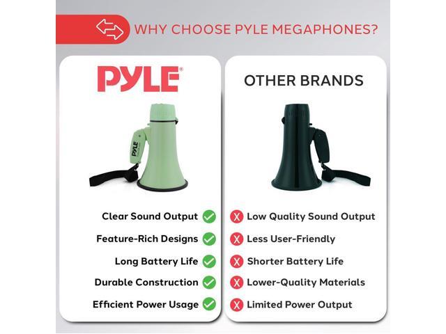 Pyle PMPRA213GR Portable Speaker Bullhorn Megaphone with Siren, 20-Watt, Aux Input, Green