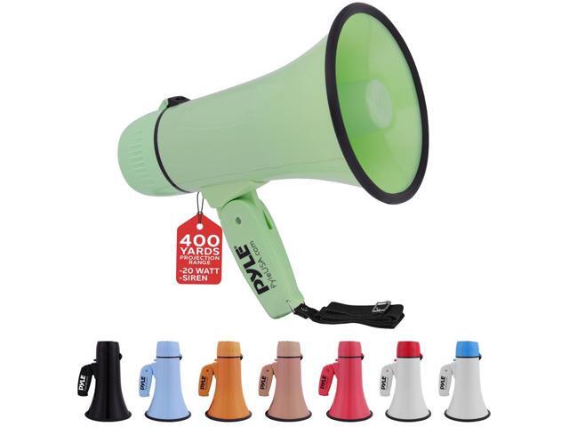 Pyle PMPRA213GR Portable Speaker Bullhorn Megaphone with Siren, 20-Watt, Aux Input, Green