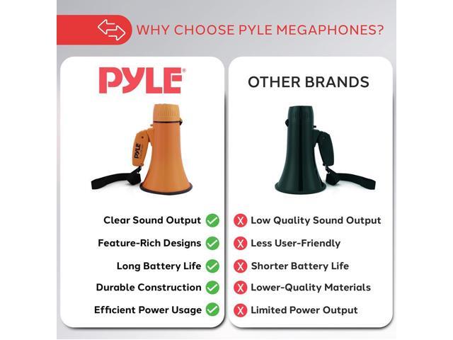 Pyle PMPRA213OR Portable Speaker Bullhorn Megaphone with Siren, 20-Watt, Aux Input, Orange