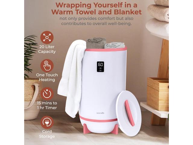 SereneLife SLTLW600 Luxury Towel & Blanket Warmer, Single Touch, LED Ring, 500W (Pink)