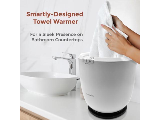 SereneLife SLTLWS250 Bucket Towel Warmer, Adjustable Timer, 12L Capacity, LED Indicator (Black)