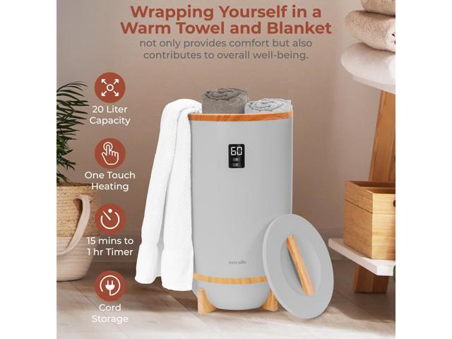 SereneLife SLTLW800 Luxury Towel & Blanket Warmer, Single Touch, Built-in Timer, Fragrant Disc Holder (Gray)
