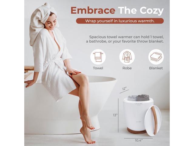 SereneLife SLTLWS450 Bucket Towel Warmer, Adjustable Timer, 12L Capacity, LED Indicator (Natural)