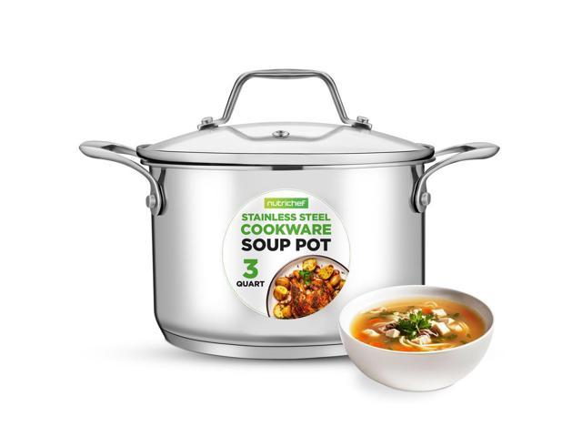 Photos - Bakeware NutriChef NCSP3 Stainless Steel Cookware Soup Pot, 3 Quart, Heavy Duty Induction Pot with Lid