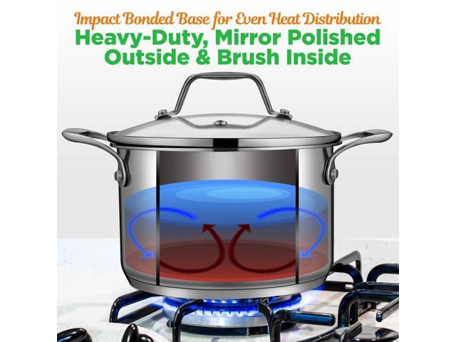 NutriChef NCSP3 Stainless Steel Cookware Soup Pot, 3 Quart, Heavy Duty Induction Pot with Lid