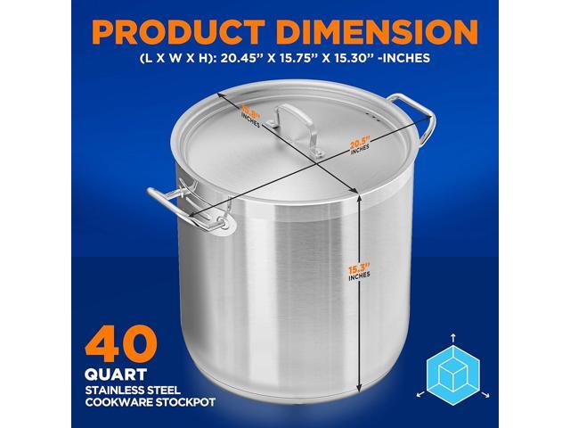 NutriChef NCSPT40Q Stainless Steel Cookware Stockpot, 40 Quart, Heavy Duty Induction Pot with Lid