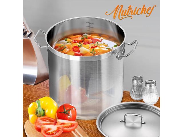 NutriChef NCSPT40Q Stainless Steel Cookware Stockpot, 40 Quart, Heavy Duty Induction Pot with Lid