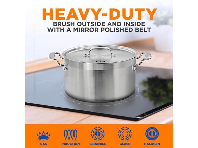 NutriChef NCSPT5Q Stainless Steel Cookware Stockpot, 5 Quart, Heavy Duty Induction Pot with Lid