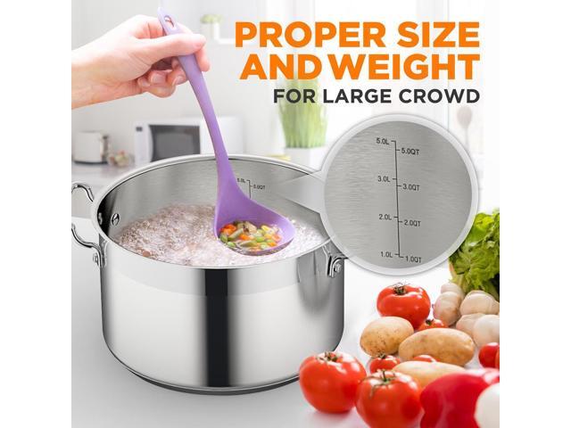 NutriChef NCSPT5Q Stainless Steel Cookware Stockpot, 5 Quart, Heavy Duty Induction Pot with Lid