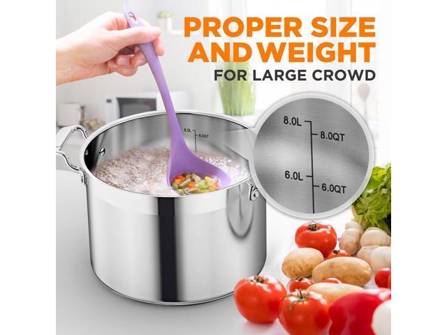 NutriChef NCSPT8Q Stainless Steel Cookware Stockpot, 8 Quart, Heavy Duty Induction Pot with Lid