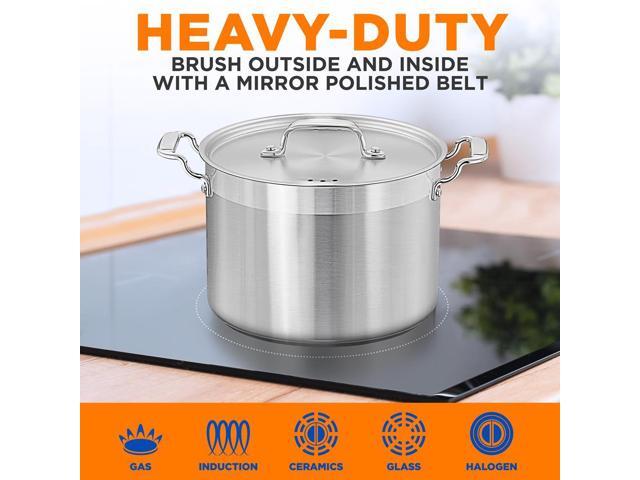 NutriChef NCSPT8Q Stainless Steel Cookware Stockpot, 8 Quart, Heavy Duty Induction Pot with Lid
