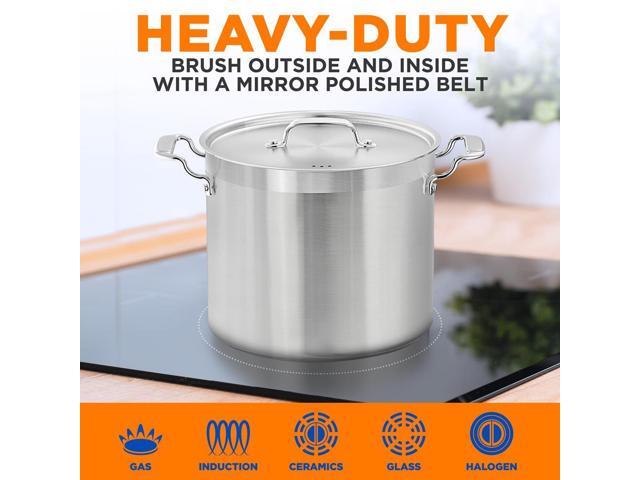 NutriChef NCSPT16Q Stainless Steel Cookware Stockpot, 16 Quart, Heavy Duty Induction Pot with Lid