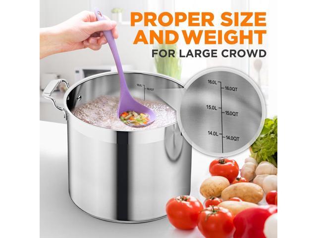 NutriChef NCSPT16Q Stainless Steel Cookware Stockpot, 16 Quart, Heavy Duty Induction Pot with Lid