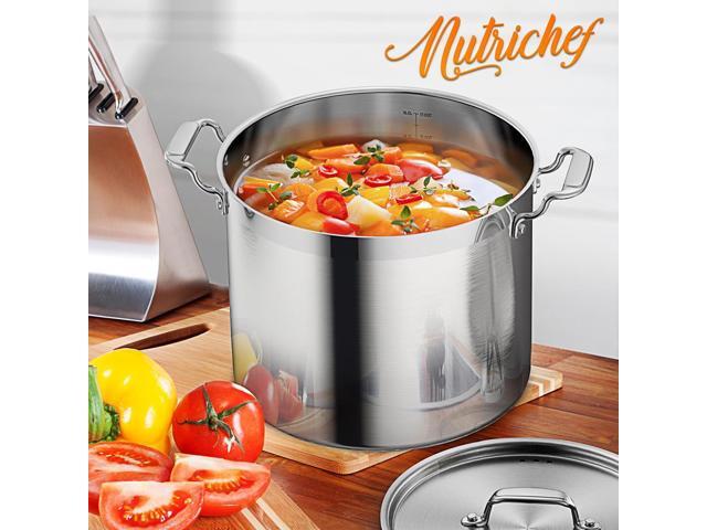 NutriChef NCSPT16Q Stainless Steel Cookware Stockpot, 16 Quart, Heavy Duty Induction Pot with Lid