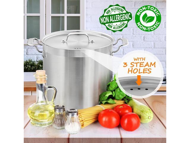 NutriChef NCSPT20Q Stainless Steel Cookware Stockpot, 20 Quart, Heavy Duty Induction Pot with Lid