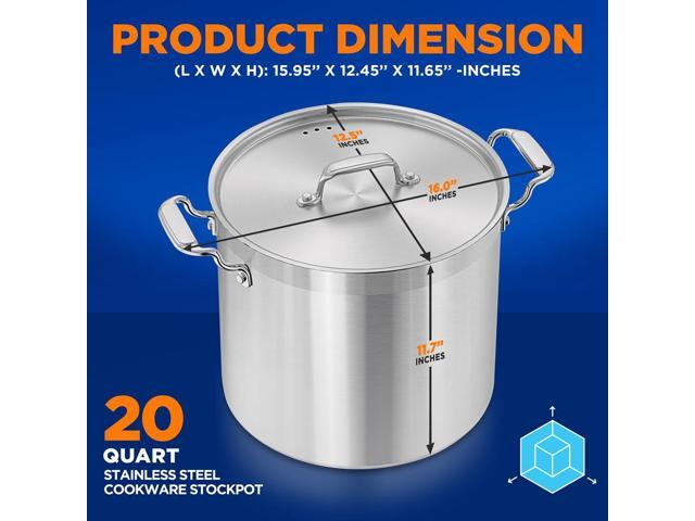 NutriChef NCSPT20Q Stainless Steel Cookware Stockpot, 20 Quart, Heavy Duty Induction Pot with Lid