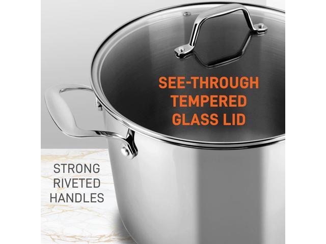 NutriChef NCSP8 Stainless Steel Cookware Stockpot, 8 Quart, Heavy Duty Induction Pot with Lid