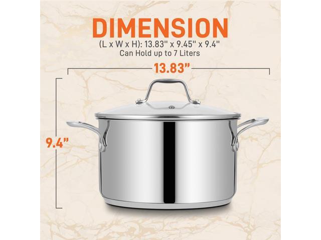 NutriChef NCSP8 Stainless Steel Cookware Stockpot, 8 Quart, Heavy Duty Induction Pot with Lid