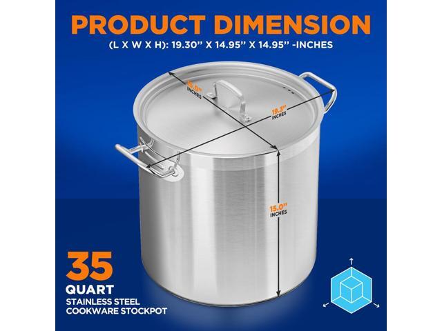 NutriChef NCSPT35Q Stainless Steel Cookware Stockpot, 35 Quart, Heavy Duty Induction Pot with Lid