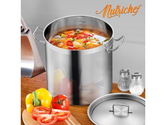 NutriChef NCSPT35Q Stainless Steel Cookware Stockpot, 35 Quart, Heavy Duty Induction Pot with Lid