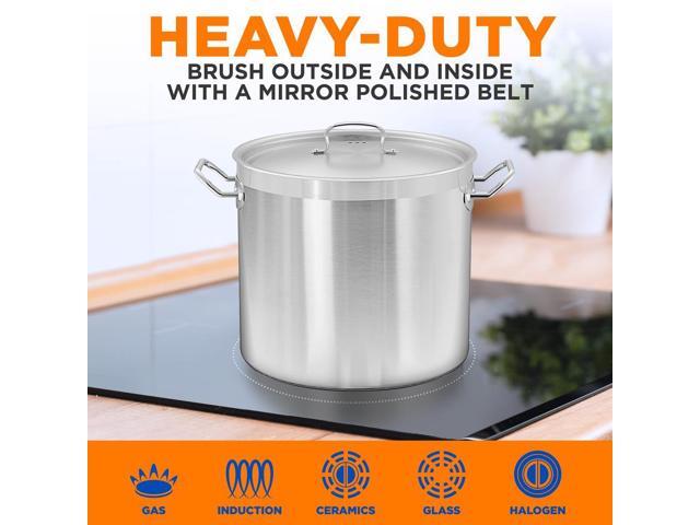 NutriChef NCSPT30Q Stainless Steel Cookware Stockpot, 30 Quart, Heavy Duty Induction Pot with Lid