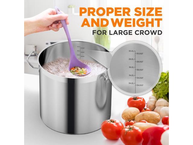 NutriChef NCSPT30Q Stainless Steel Cookware Stockpot, 30 Quart, Heavy Duty Induction Pot with Lid
