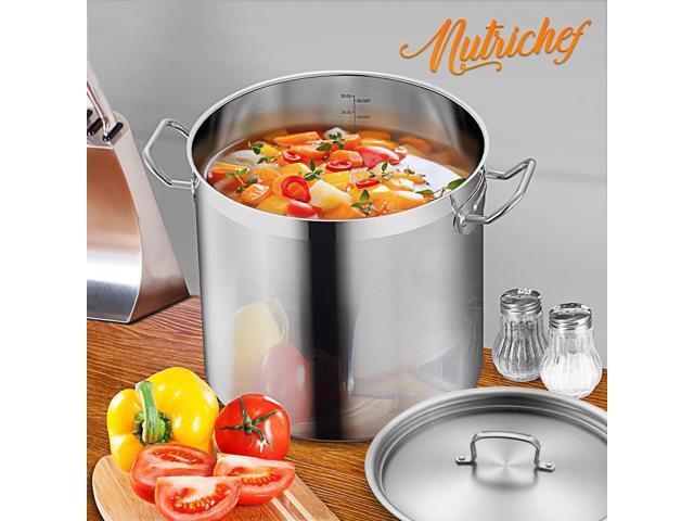 NutriChef NCSPT30Q Stainless Steel Cookware Stockpot, 30 Quart, Heavy Duty Induction Pot with Lid