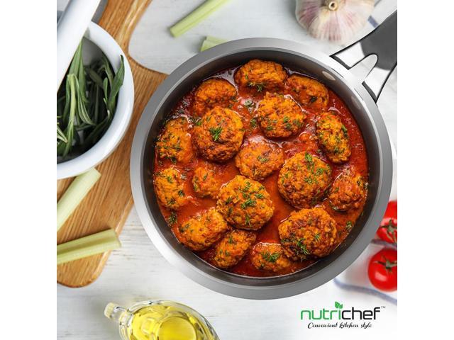 NutriChef NCSP2 Stainless Steel Cookware Saucepan, 2 Quart, Heavy Duty Induction Pot with Lid