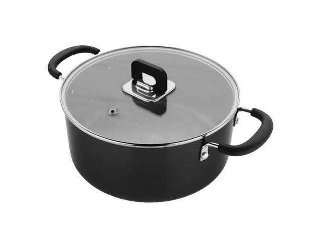 NutriChef NCWSTKBLKCAS5 Non-Stick Casserole with Lid, 5 Quart, Stylish Kitchen Cookware with Foldable Knob (Black)