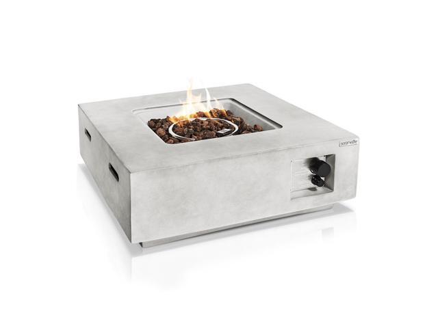 SereneLife 40,000 BTU Propane Gas Fire Pit Table - SLFPLG9 - Square with Lava Rock & Cover