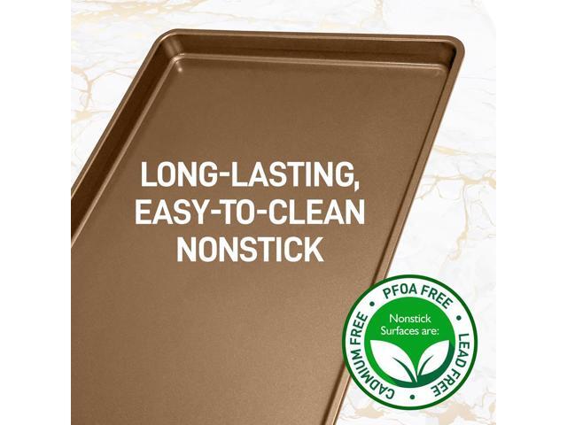 NutriChef Non-Stick Mega Bake Pan - 1qt, 21.9'' x 15.8'' x 1'', Carbon Steel Construction - Metallic Coating, Dishwasher Safe